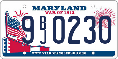MD license plate 9BJ0230