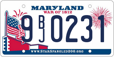 MD license plate 9BJ0231