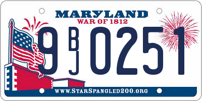 MD license plate 9BJ0251