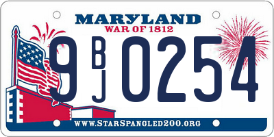MD license plate 9BJ0254
