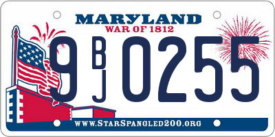 MD license plate 9BJ0255