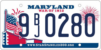 MD license plate 9BJ0280