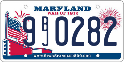 MD license plate 9BJ0282