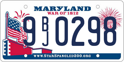 MD license plate 9BJ0298