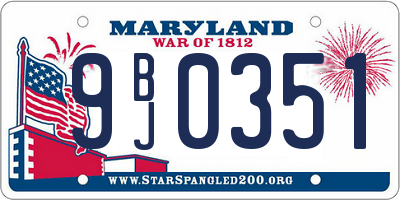 MD license plate 9BJ0351