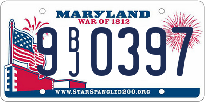 MD license plate 9BJ0397