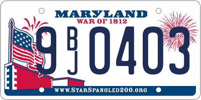 MD license plate 9BJ0403