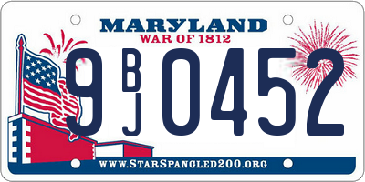 MD license plate 9BJ0452