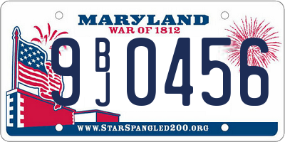 MD license plate 9BJ0456