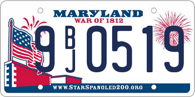 MD license plate 9BJ0519