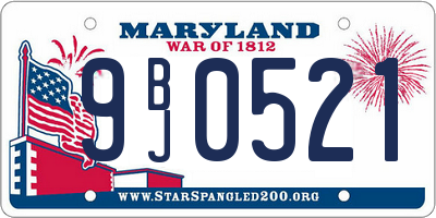 MD license plate 9BJ0521