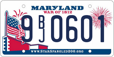 MD license plate 9BJ0601