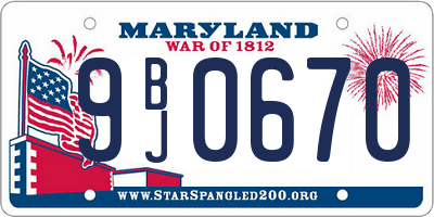 MD license plate 9BJ0670