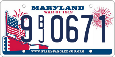 MD license plate 9BJ0671