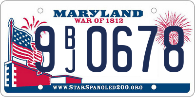 MD license plate 9BJ0678