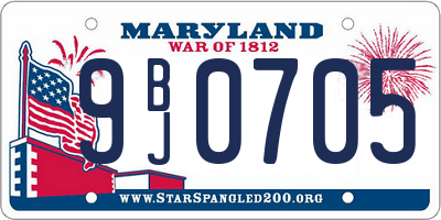 MD license plate 9BJ0705