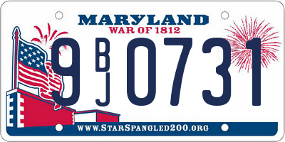 MD license plate 9BJ0731
