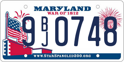 MD license plate 9BJ0748