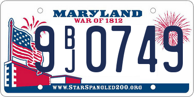 MD license plate 9BJ0749