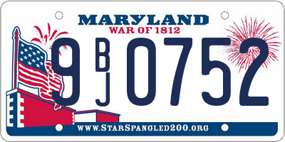 MD license plate 9BJ0752