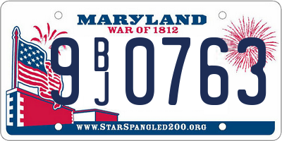 MD license plate 9BJ0763