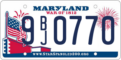 MD license plate 9BJ0770