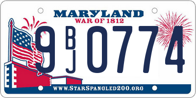 MD license plate 9BJ0774