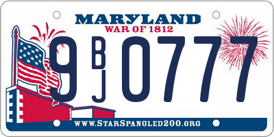 MD license plate 9BJ0777