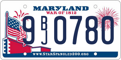 MD license plate 9BJ0780