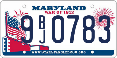 MD license plate 9BJ0783