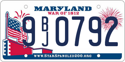 MD license plate 9BJ0792