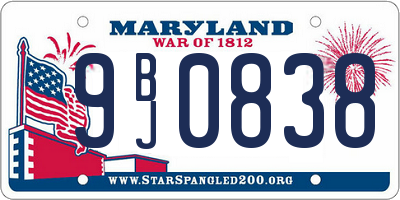 MD license plate 9BJ0838