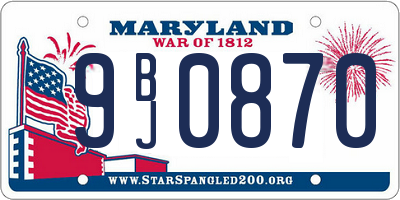 MD license plate 9BJ0870