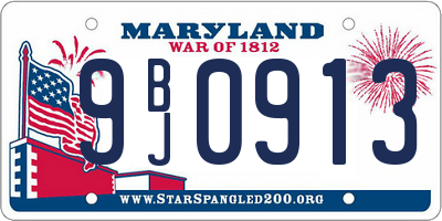 MD license plate 9BJ0913
