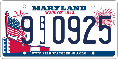 MD license plate 9BJ0925