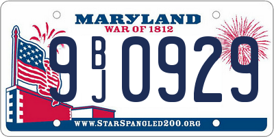 MD license plate 9BJ0929