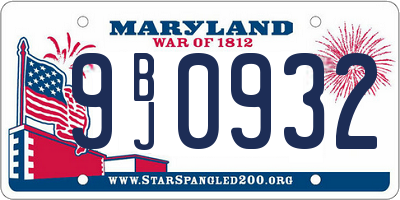 MD license plate 9BJ0932