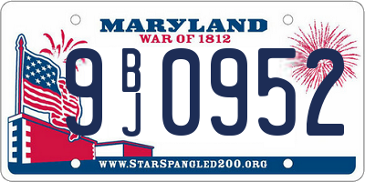 MD license plate 9BJ0952