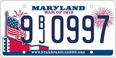 MD license plate 9BJ0997