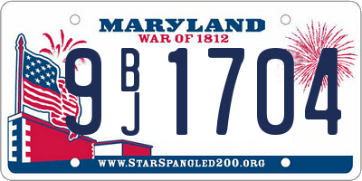 MD license plate 9BJ1704
