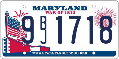 MD license plate 9BJ1718