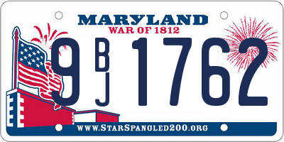 MD license plate 9BJ1762