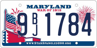 MD license plate 9BJ1784