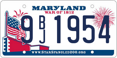MD license plate 9BJ1954