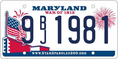 MD license plate 9BJ1981