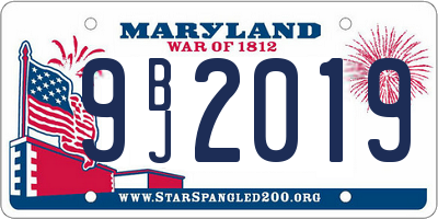 MD license plate 9BJ2019