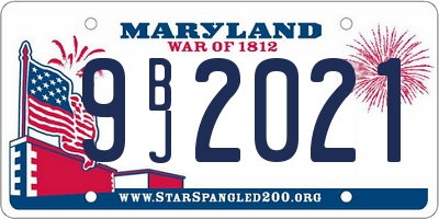 MD license plate 9BJ2021