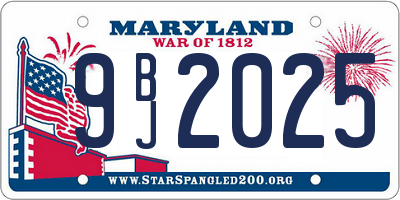 MD license plate 9BJ2025