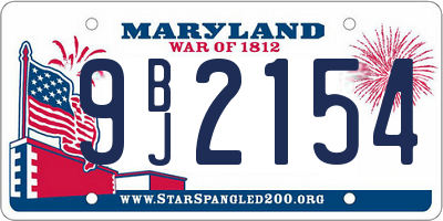 MD license plate 9BJ2154