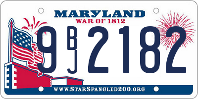 MD license plate 9BJ2182